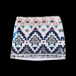 Woman’s Express sequin Aztec print skirt size M